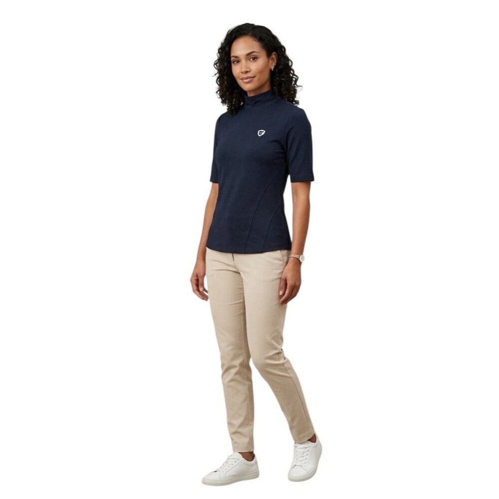 NWT Tretorn Anchor TR601 Mock Neck Top Navy Blue Short Sleeve Women's XL $79
